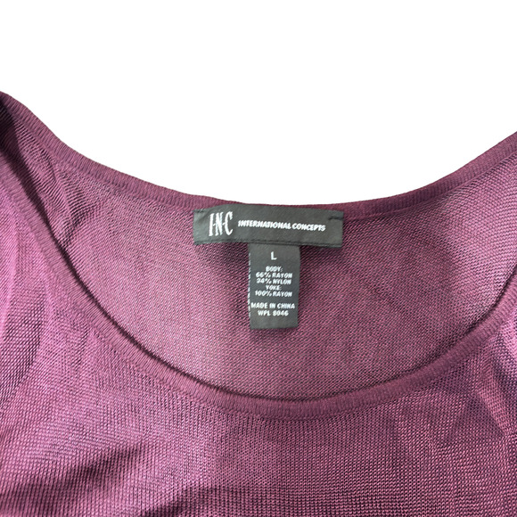 International Concepts Cold Shoulder Ruffle Top Purple Short Sleeve Blouse Large - Picture 3 of 13